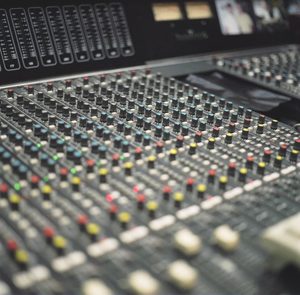The console at The Bus studio